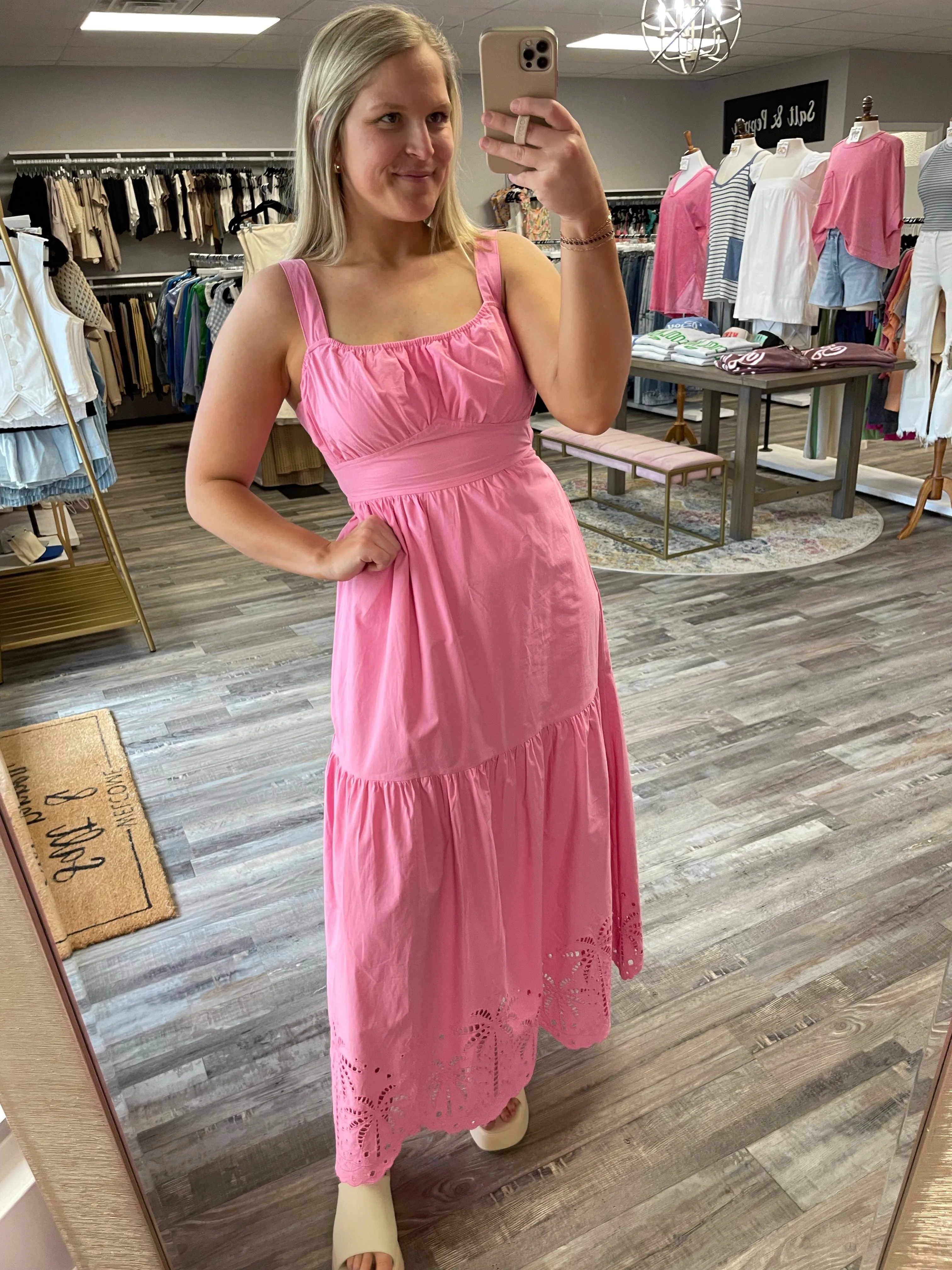 Back Tie Midi Dress - Pink