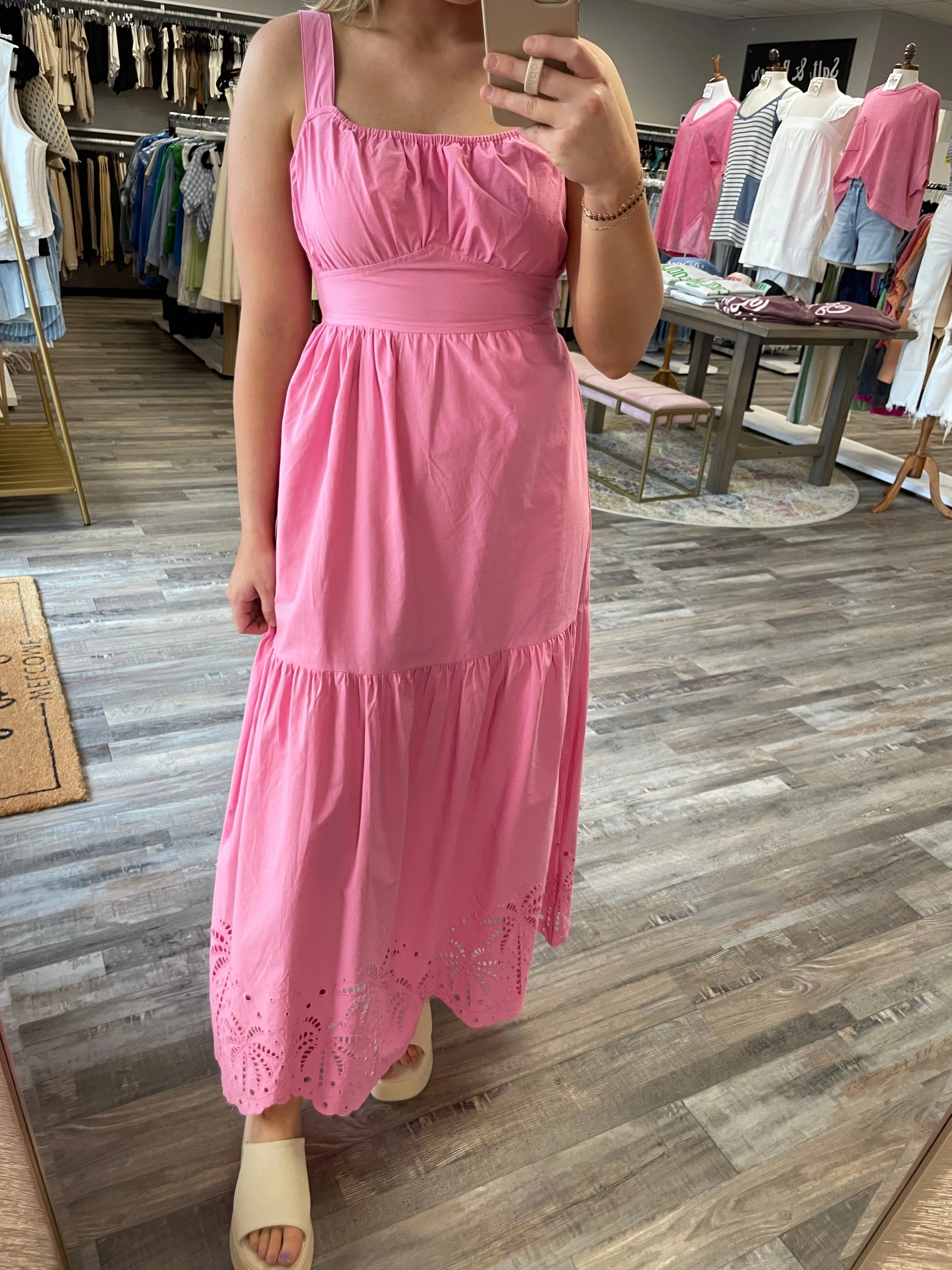 Back Tie Midi Dress - Pink
