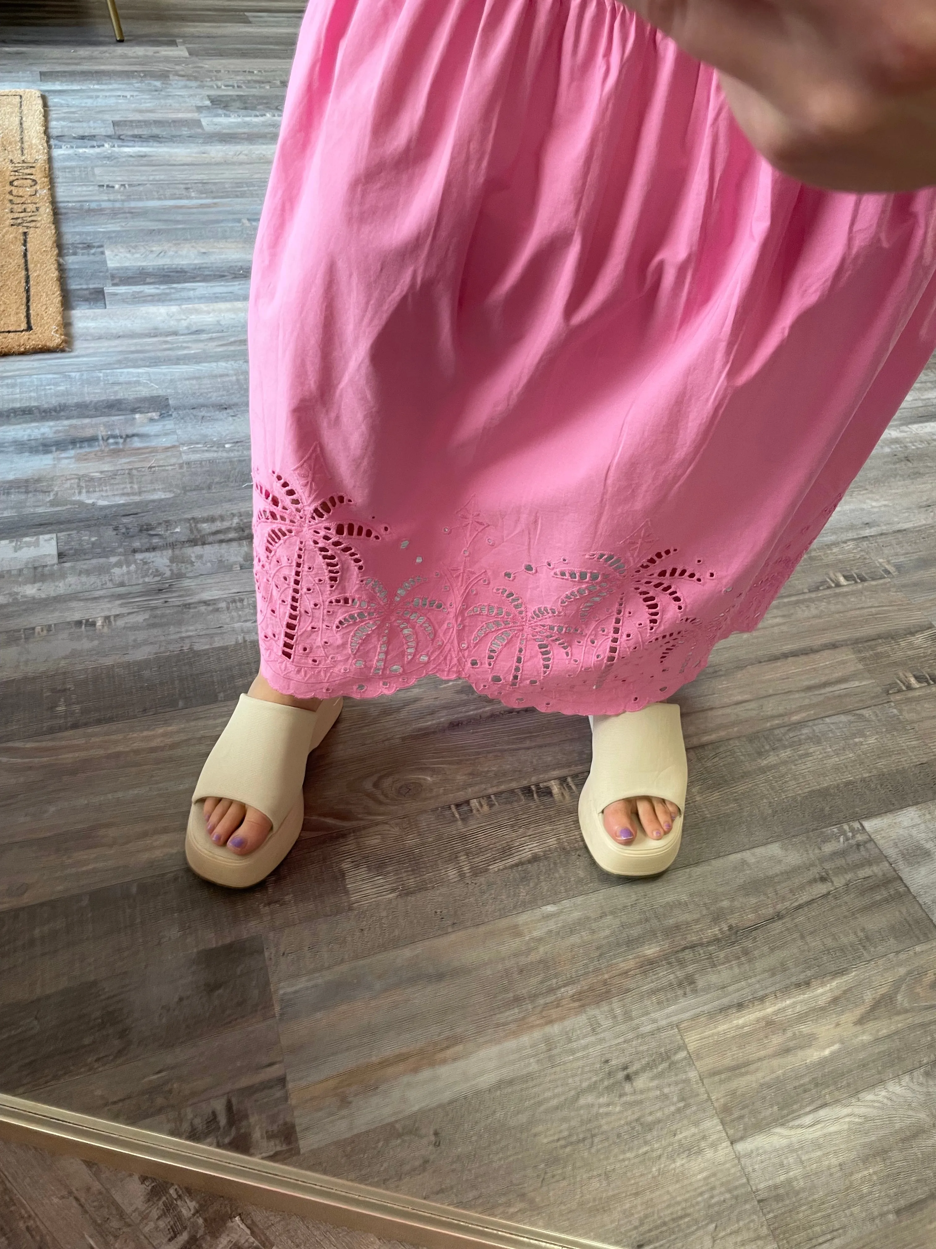 Back Tie Midi Dress - Pink
