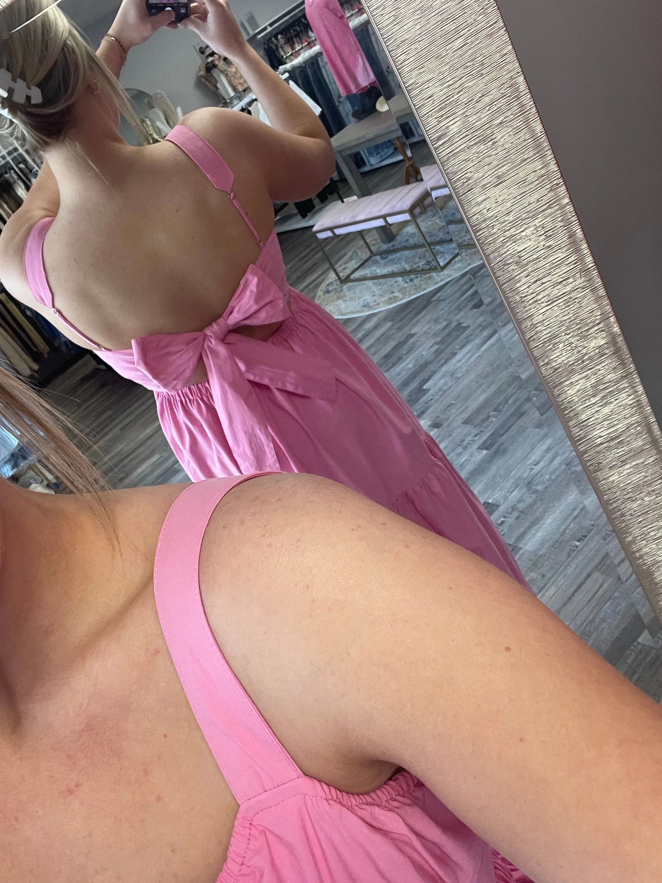 Back Tie Midi Dress - Pink