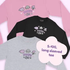 Bartholomew the Bat & Fluffy the Spider Long Sleeve T-Shirt | Creepy Chic Quote | Gothic Purple Rose Halloween Apparel