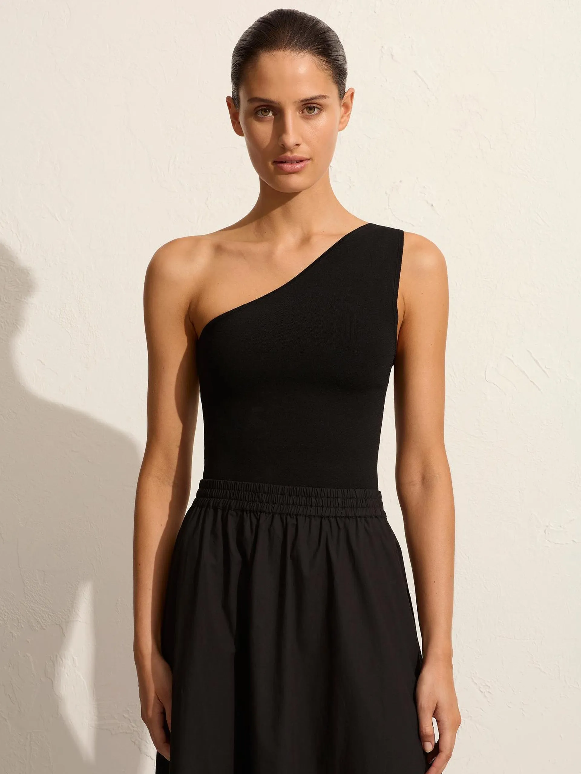 Black cotton relaxed everyday skirt