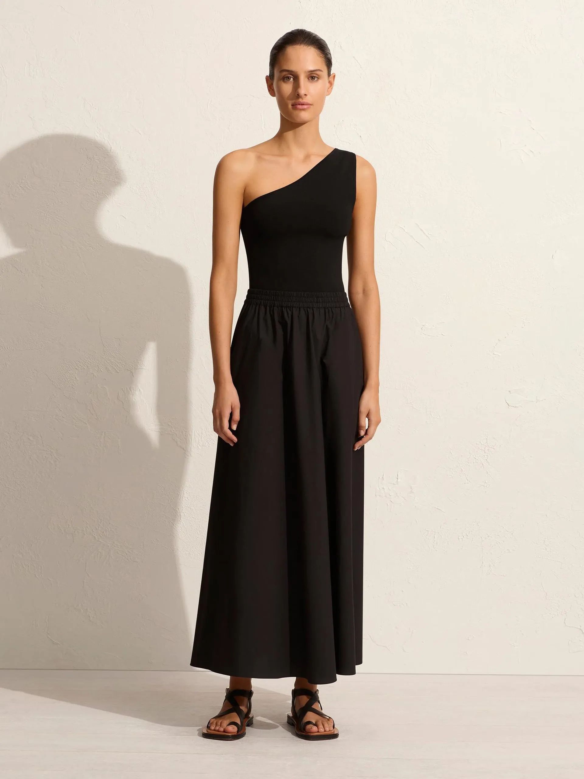 Black cotton relaxed everyday skirt