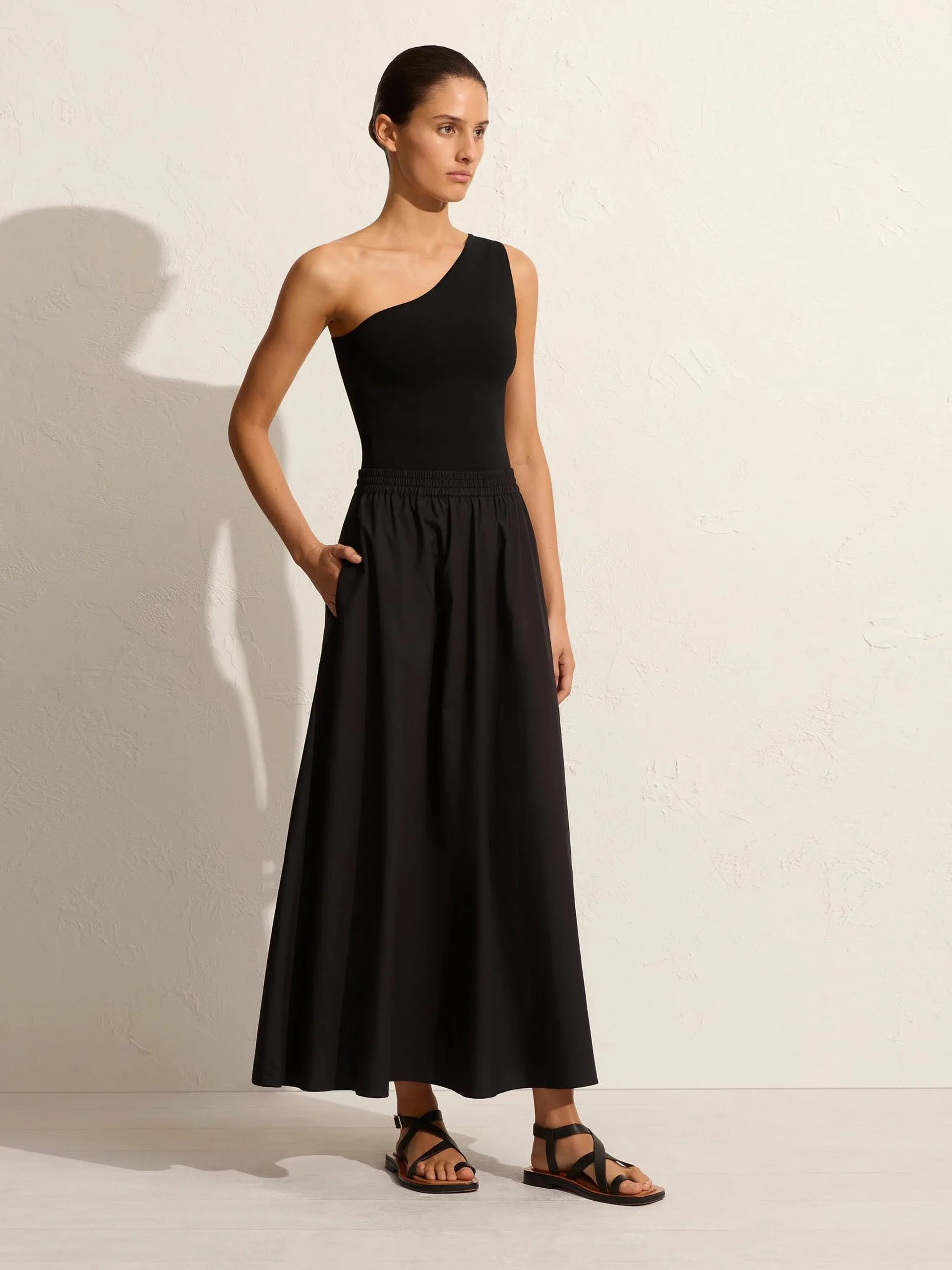 Black cotton relaxed everyday skirt