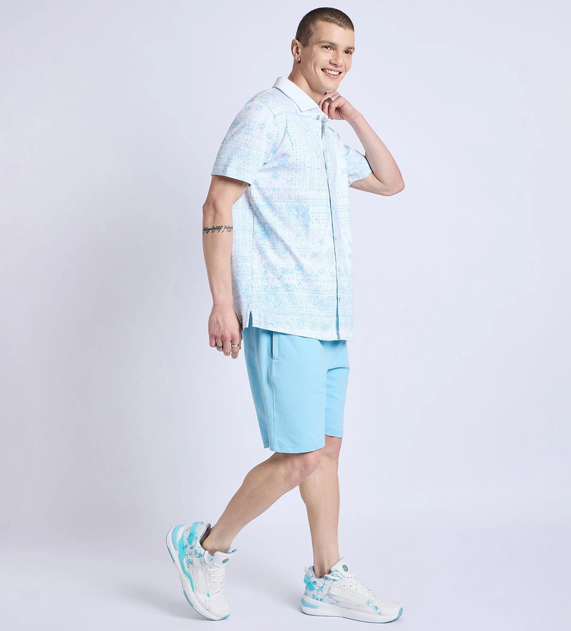 Blue Airy Bandana Shirt For Men