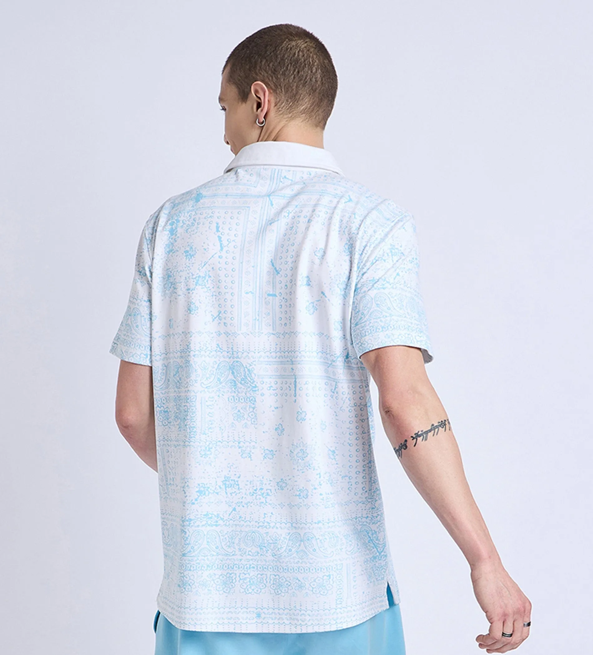 Blue Airy Bandana Shirt For Men