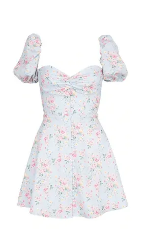 BLUE FLORAL MINI SUNDRESS