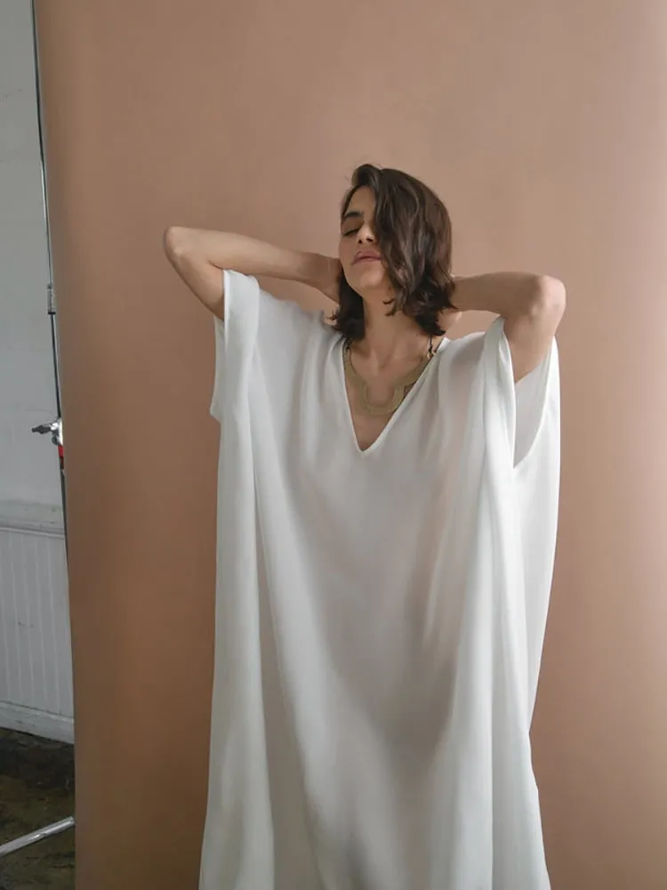 Boho Maxi Dress, Beach Dress, Kaftan Dress, Wren White