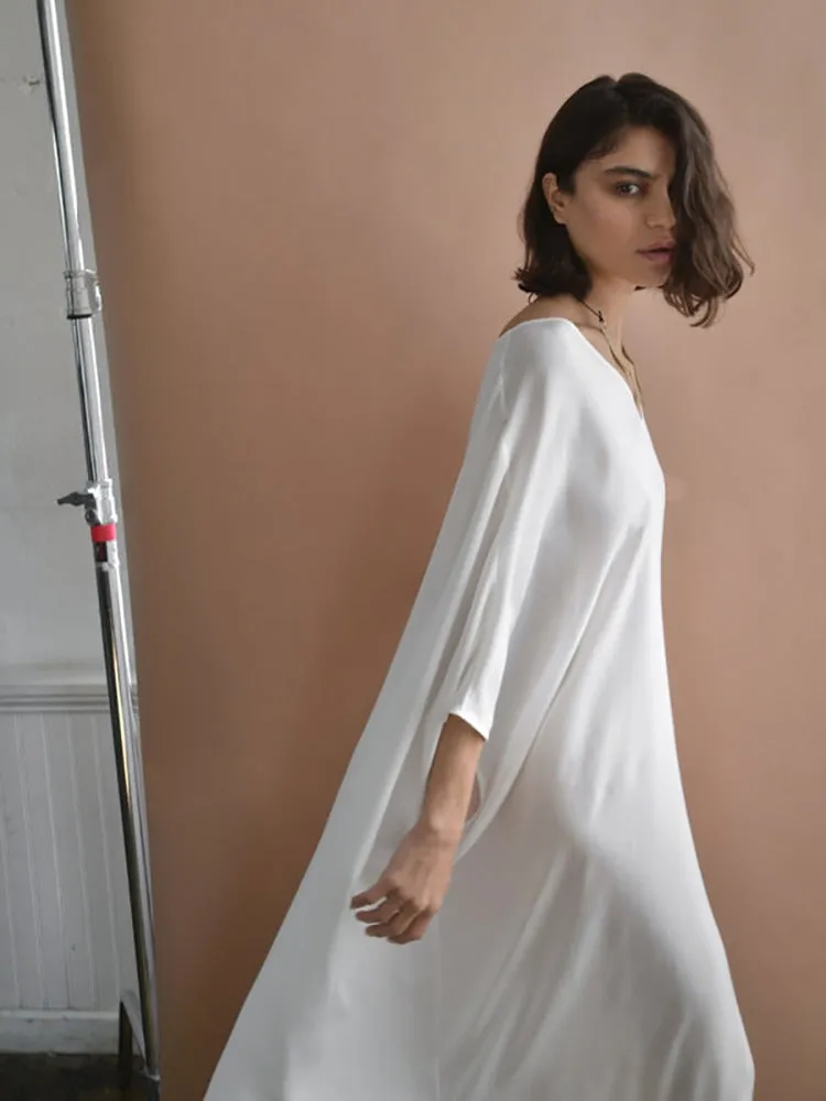 Boho Maxi Dress, Beach Dress, Kaftan Dress, Wren White
