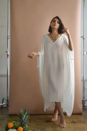 Boho Maxi Dress, Beach Dress, Kaftan Dress, Wren White