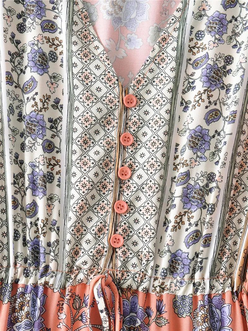 Boho Maxi Dress, Off  Shoulder Sundress, Pink Calla