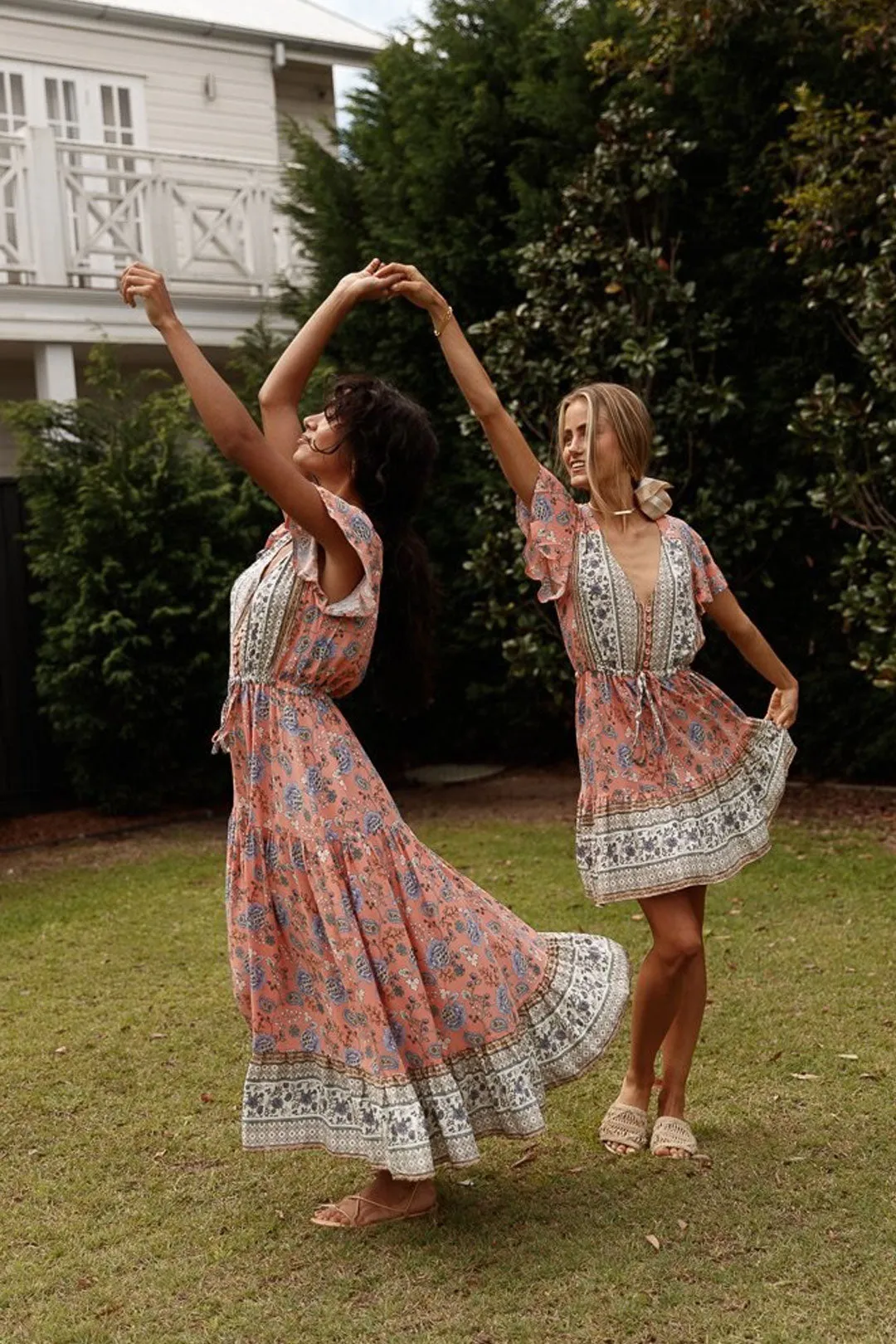 Boho Maxi Dress, Off  Shoulder Sundress, Pink Calla