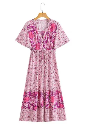 Boho Maxi Dress - Sundress - Sierra Cherry - Bohemian Style - Flowy Summer Dress - Vibrant Print