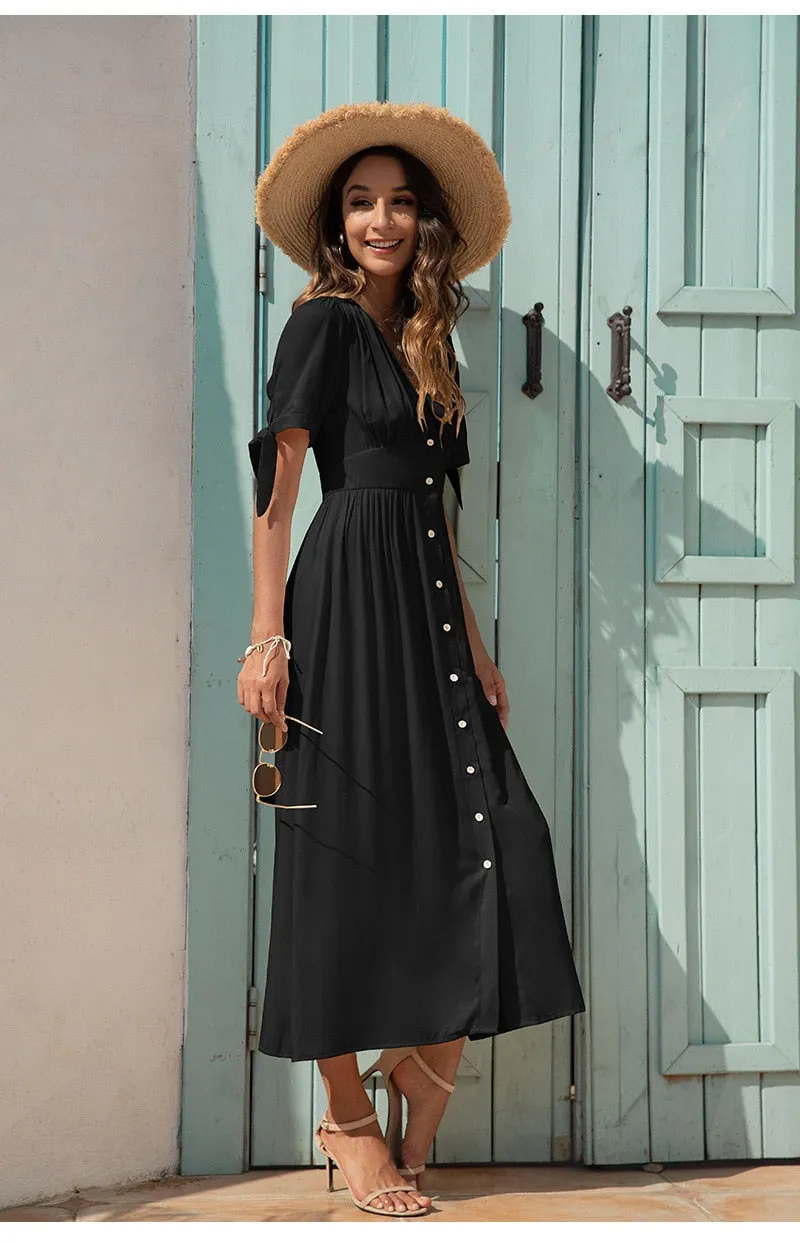 Boho Maxi Dress, Sundress, Talia in Black