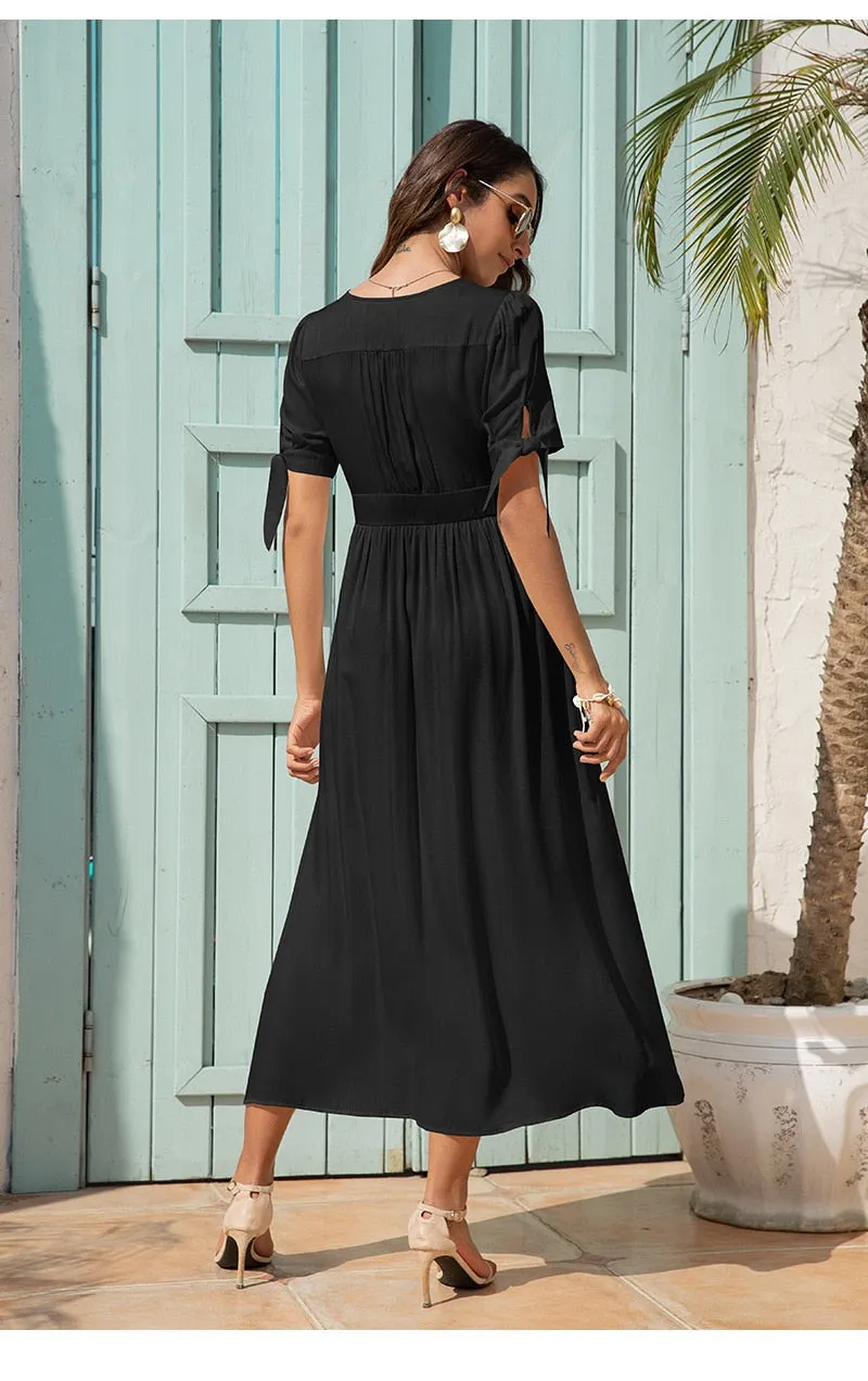 Boho Maxi Dress, Sundress, Talia in Black