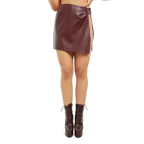 Buckle Belted Mini Skirt With A Slit