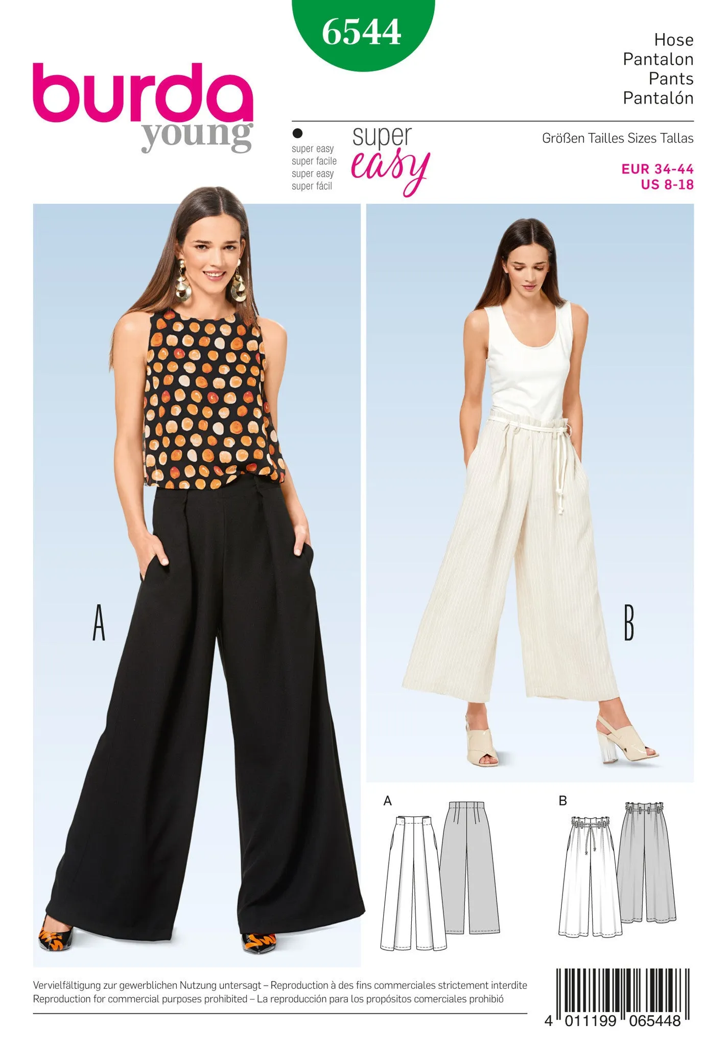 Burda Style Pattern BD6544 Misses' Pants