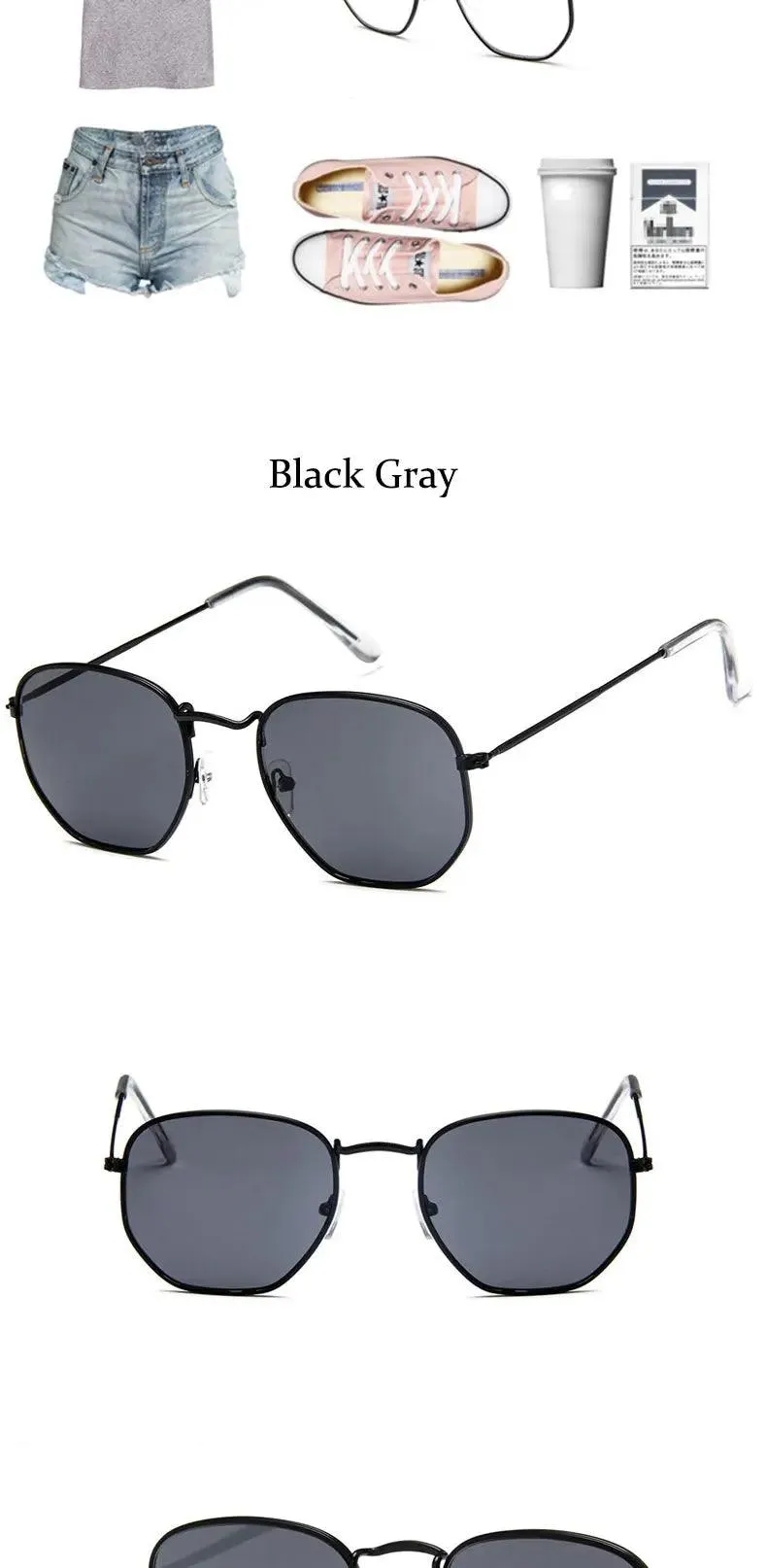 Chic Hexagonal Sunglasses with UV Protection and Timeless Style