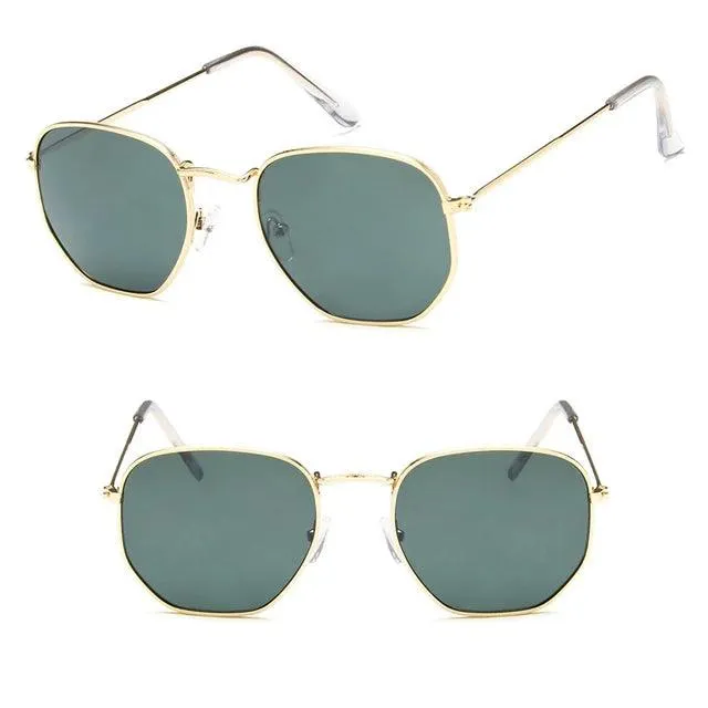 Chic Hexagonal Sunglasses with UV Protection and Timeless Style