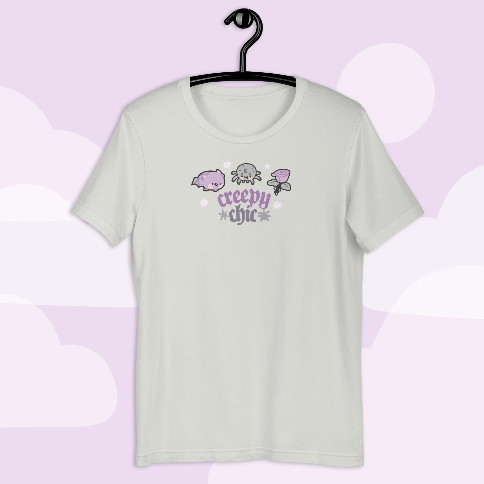Creepy Chic Gothic Halloween T-Shirt | Kawaii Spooky Aesthetic Tee | Cute Bat & Spider Shirt for Vampies Vault Fans