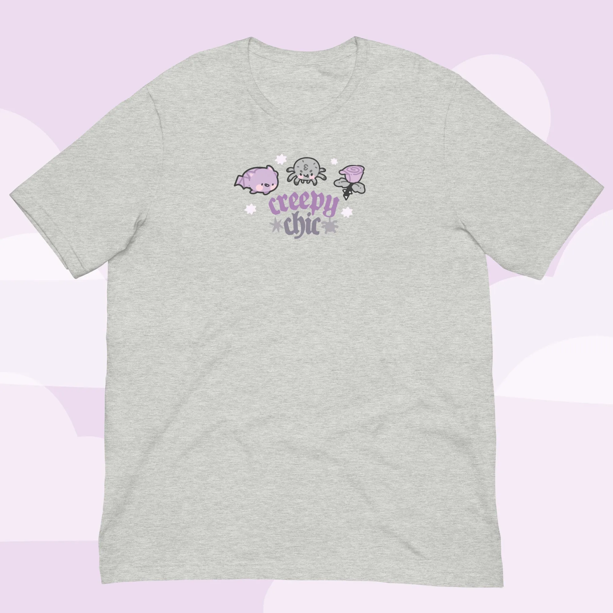 Creepy Chic Gothic Halloween T-Shirt | Kawaii Spooky Aesthetic Tee | Cute Bat & Spider Shirt for Vampies Vault Fans