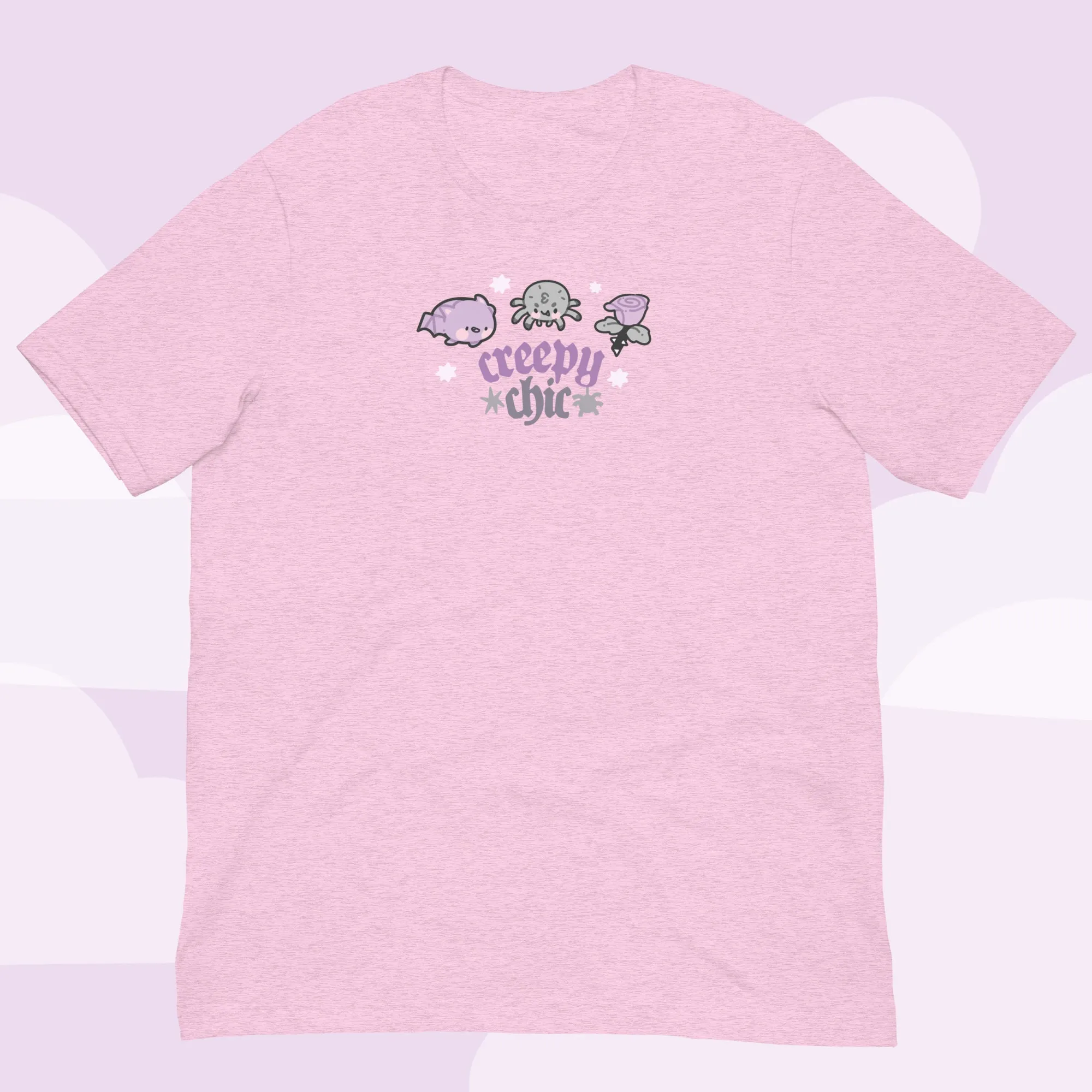 Creepy Chic Gothic Halloween T-Shirt | Kawaii Spooky Aesthetic Tee | Cute Bat & Spider Shirt for Vampies Vault Fans