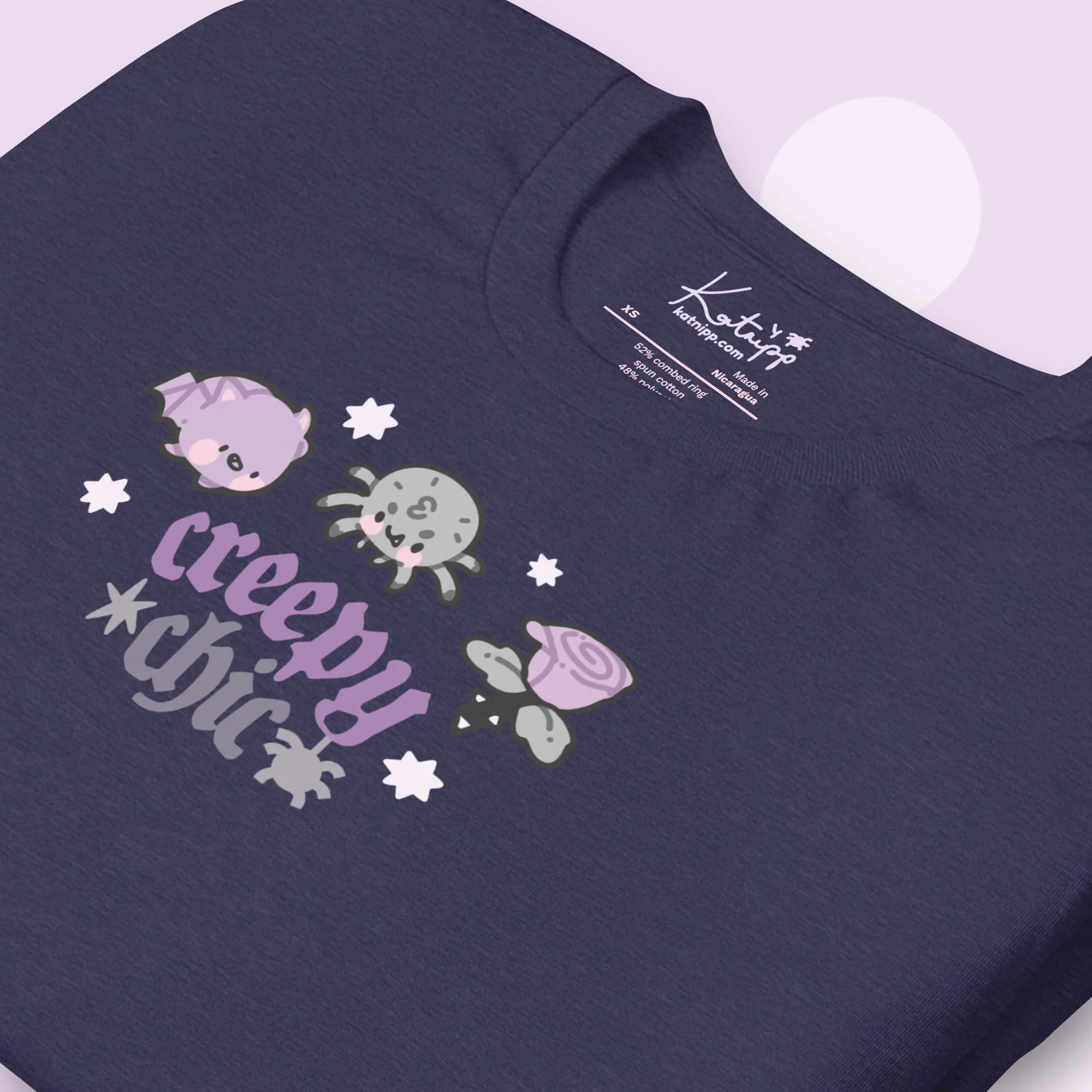 Creepy Chic Gothic Halloween T-Shirt | Kawaii Spooky Aesthetic Tee | Cute Bat & Spider Shirt for Vampies Vault Fans