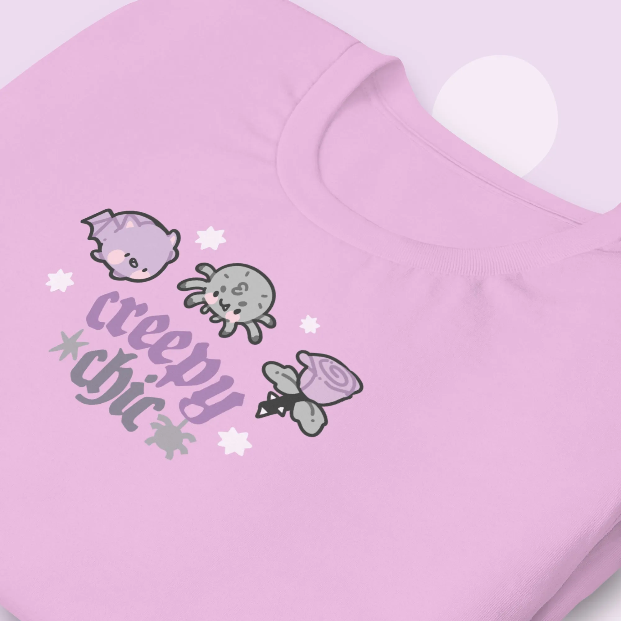 Creepy Chic Gothic Halloween T-Shirt | Kawaii Spooky Aesthetic Tee | Cute Bat & Spider Shirt for Vampies Vault Fans