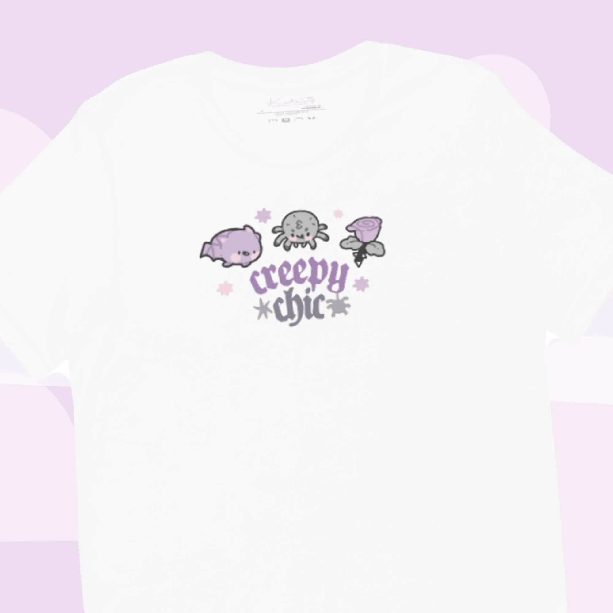Creepy Chic Gothic Halloween T-Shirt | Kawaii Spooky Aesthetic Tee | Cute Bat & Spider Shirt for Vampies Vault Fans