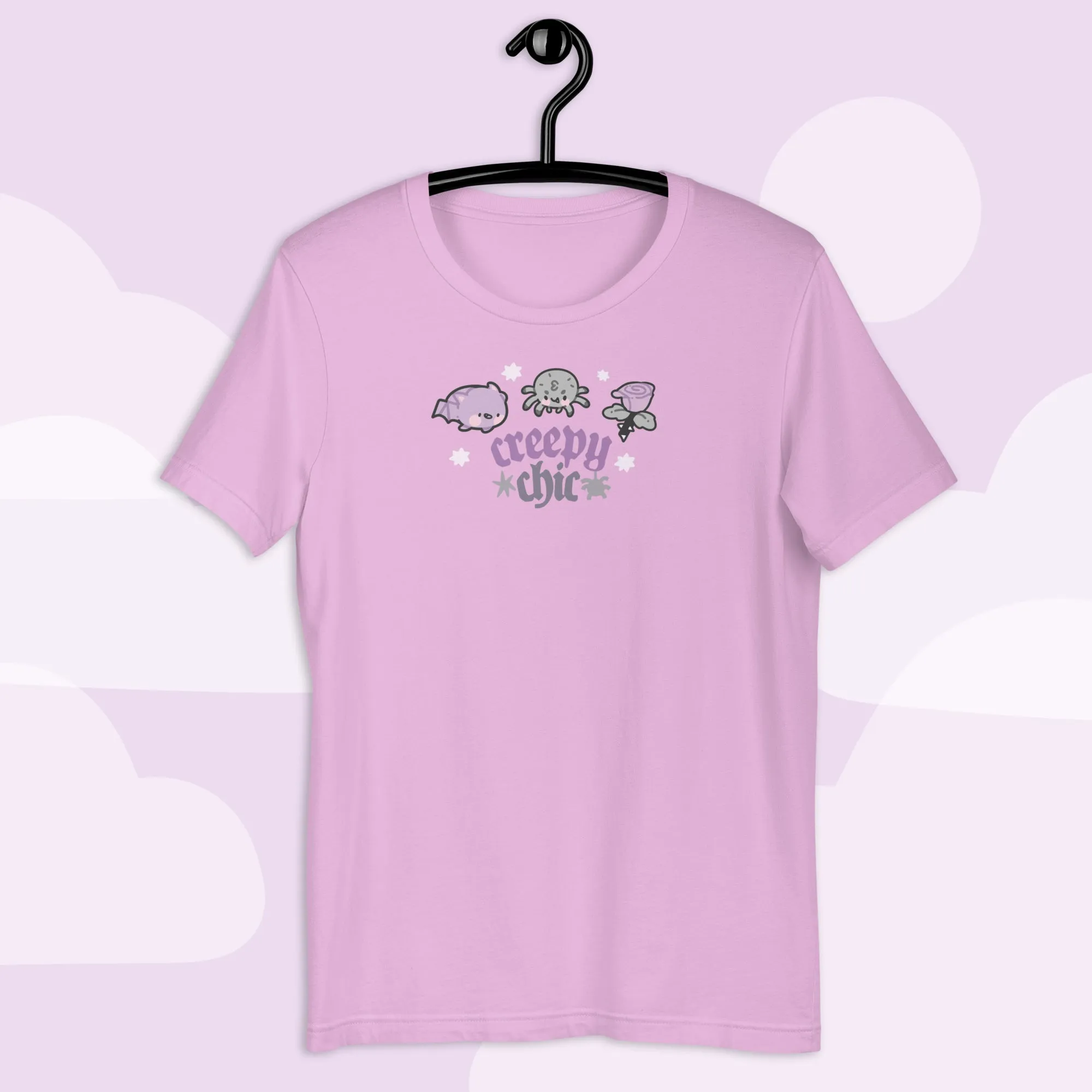 Creepy Chic Gothic Halloween T-Shirt | Kawaii Spooky Aesthetic Tee | Cute Bat & Spider Shirt for Vampies Vault Fans
