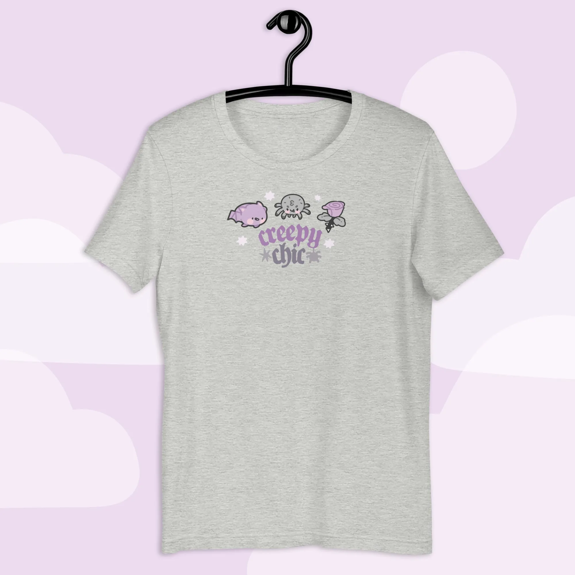 Creepy Chic Gothic Halloween T-Shirt | Kawaii Spooky Aesthetic Tee | Cute Bat & Spider Shirt for Vampies Vault Fans