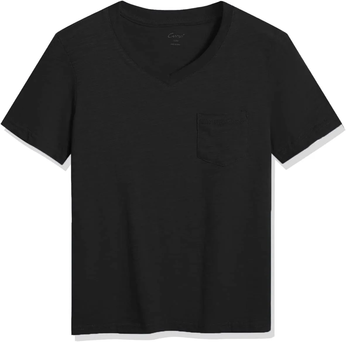 CUNYI Little Boys' V-Neck Pocket T-Shirt 100% Cotton Short Sleeve Solid Summer Tops