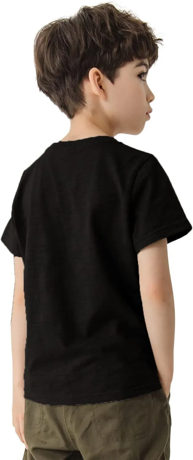 CUNYI Little Boys' V-Neck Pocket T-Shirt 100% Cotton Short Sleeve Solid Summer Tops