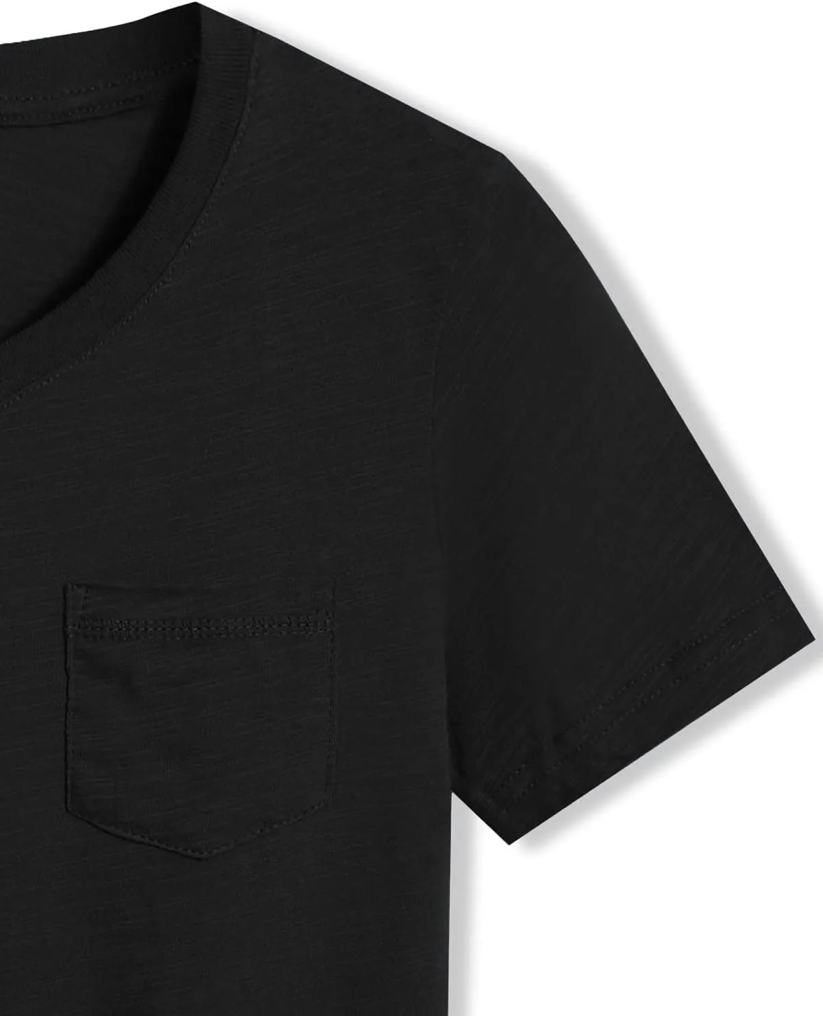 CUNYI Little Boys' V-Neck Pocket T-Shirt 100% Cotton Short Sleeve Solid Summer Tops