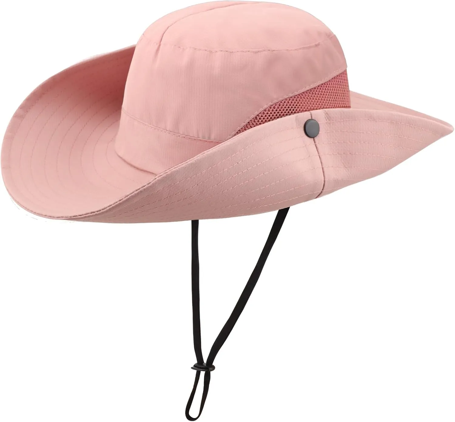 DRESHOW Women Sun Hat Outdoor UV Protection Hat Foldable Mesh Wide Brim Fishing Ponytail Beach Bucket Hats