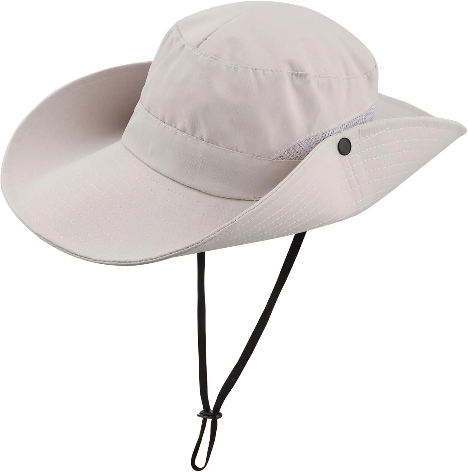 DRESHOW Women Sun Hat Outdoor UV Protection Hat Foldable Mesh Wide Brim Fishing Ponytail Beach Bucket Hats