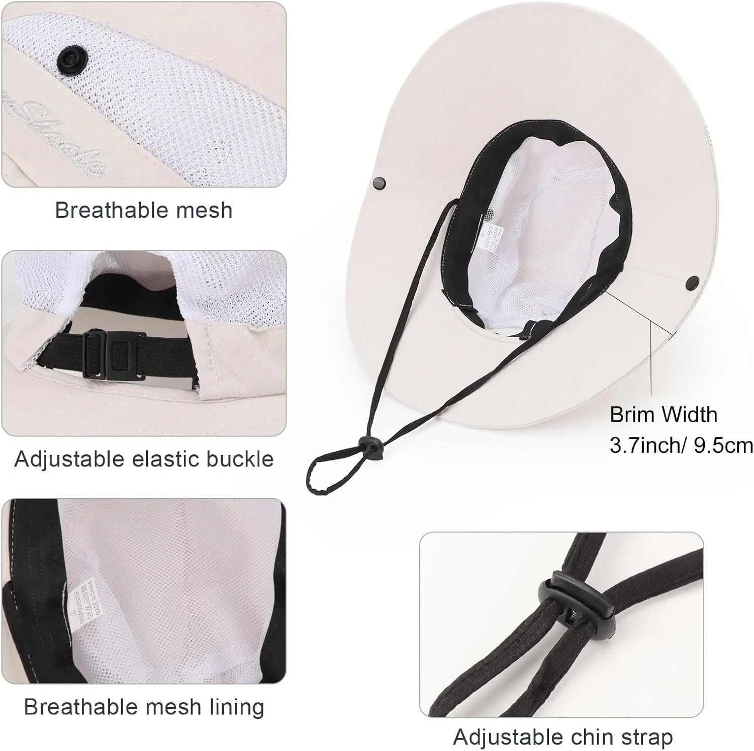 DRESHOW Women Sun Hat Outdoor UV Protection Hat Foldable Mesh Wide Brim Fishing Ponytail Beach Bucket Hats