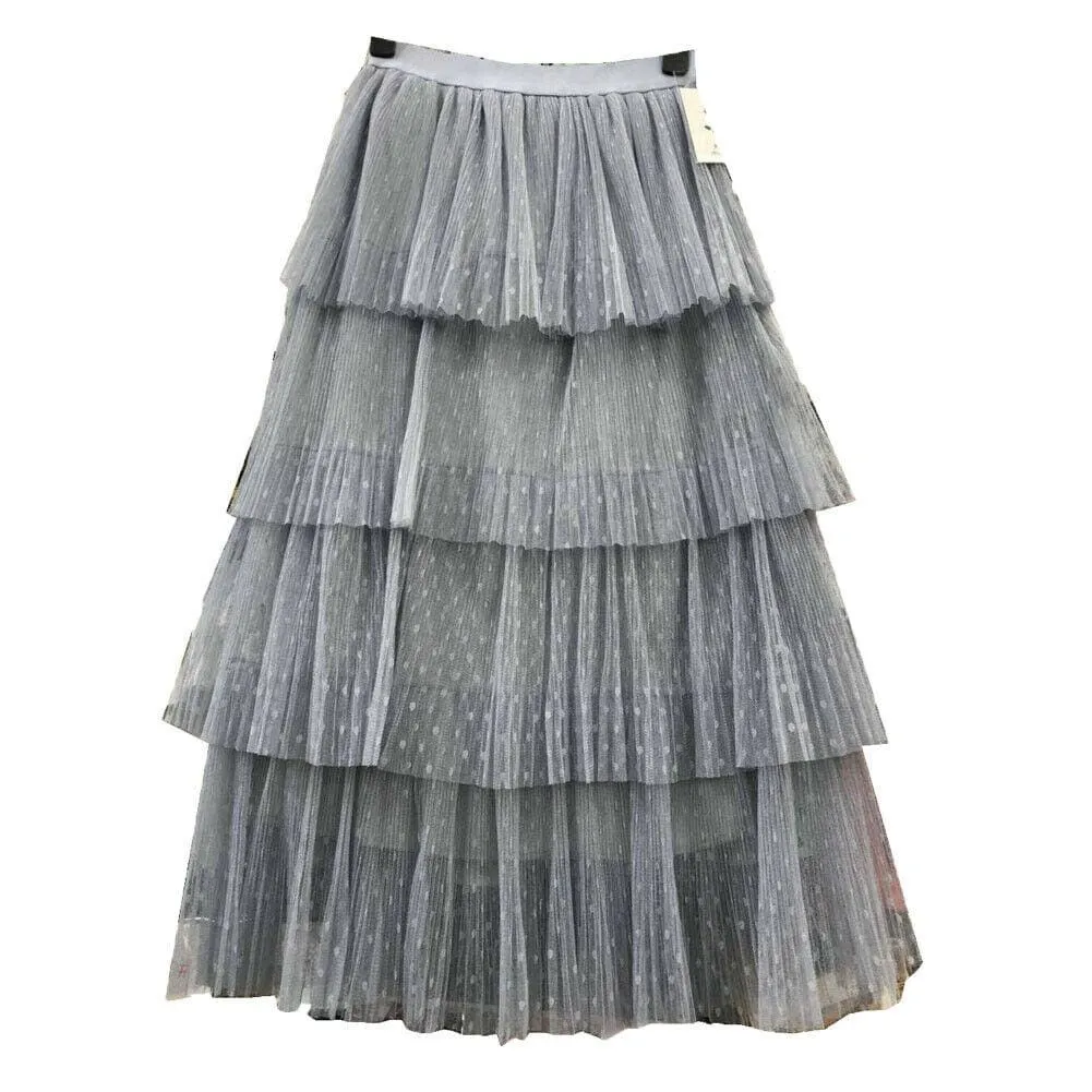 FashionSierra - New Fashion Summer Women Dot Lace Tiered High Waist Beach Long Skirt Sundress Cake Tulle Skirt Party Ball Gown