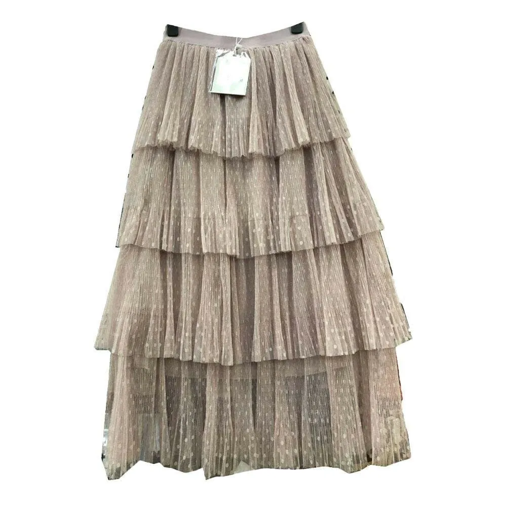 FashionSierra - New Fashion Summer Women Dot Lace Tiered High Waist Beach Long Skirt Sundress Cake Tulle Skirt Party Ball Gown