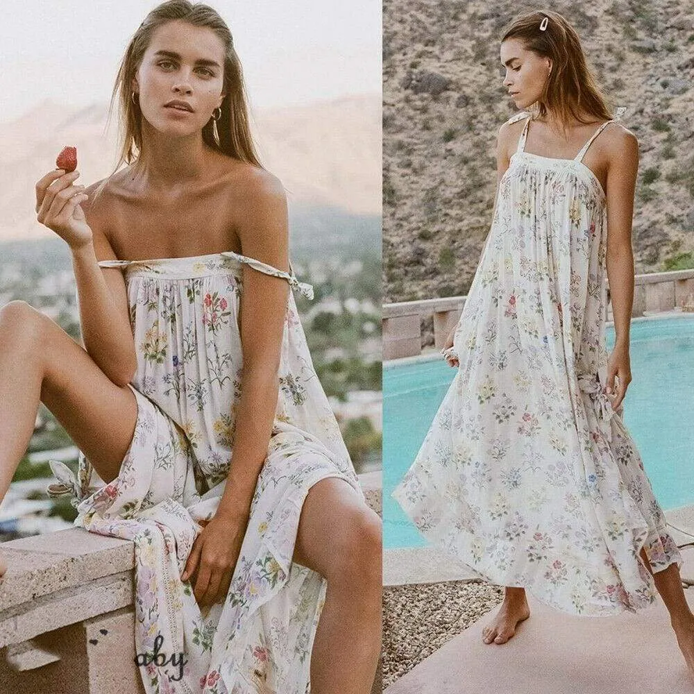 FashionSierra - New Women Boho Floral Long Maxi Dress Summer Beach Ladies Sleeveless Party Holiday Casual Loose Sundress