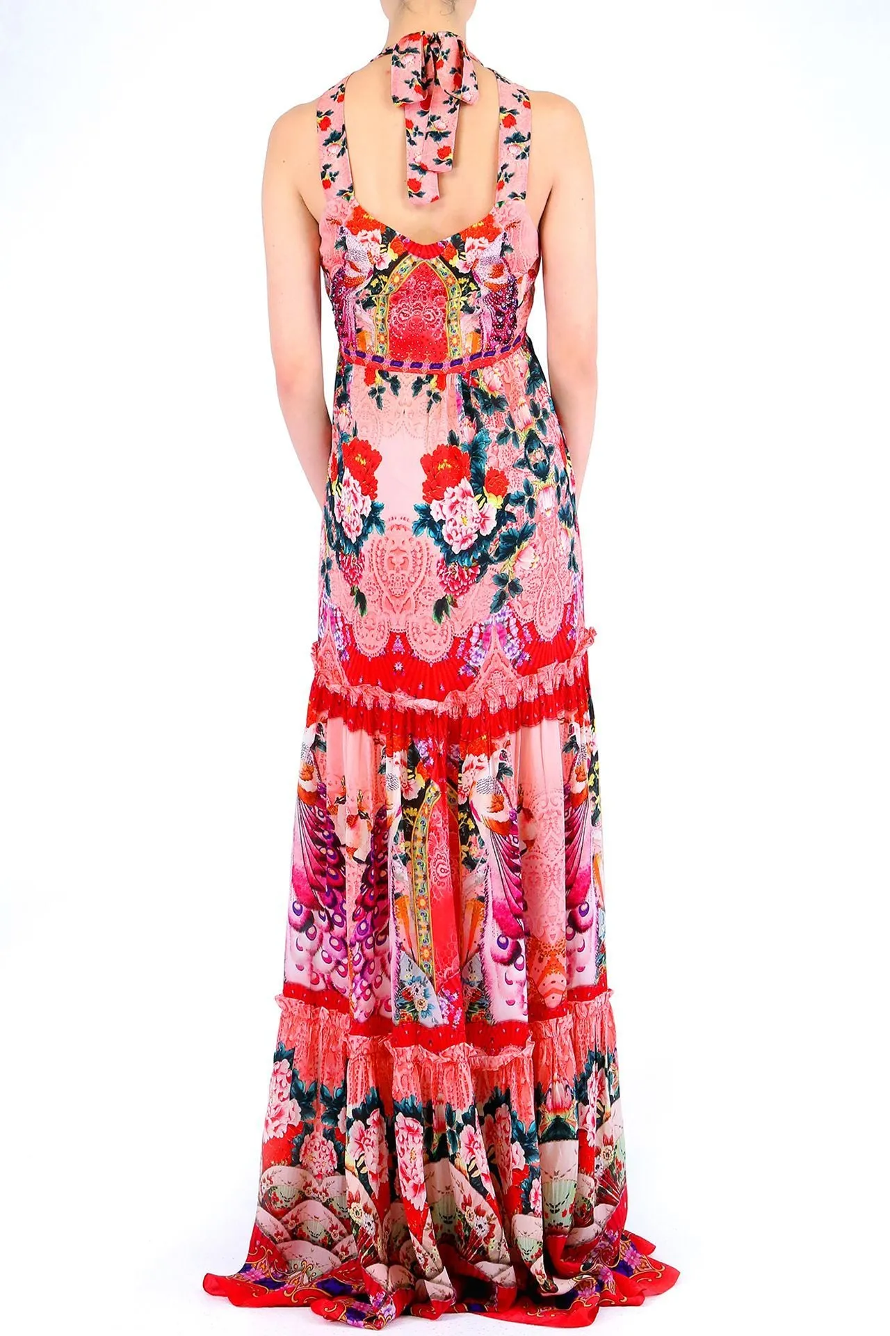Floral Print Maxi Dress Coral