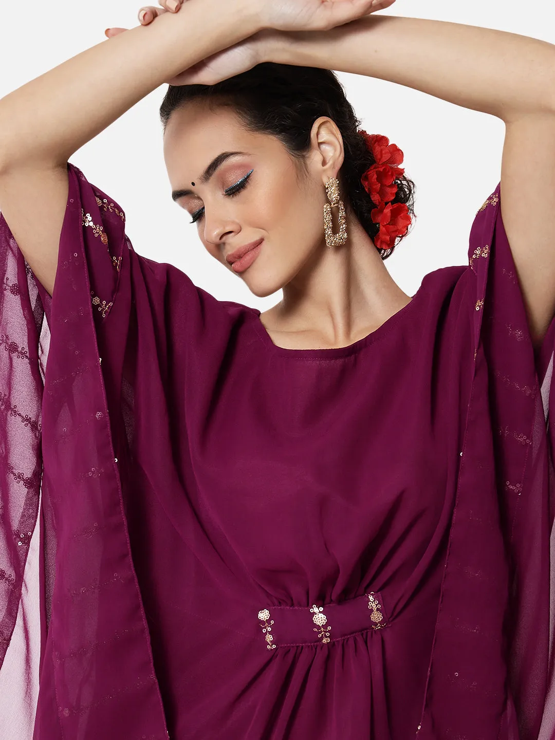 Georgette Sequin Embroidered Kaftan