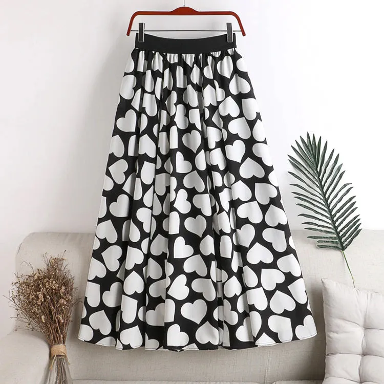 High Waist Heart Shaped Elastic Skirt