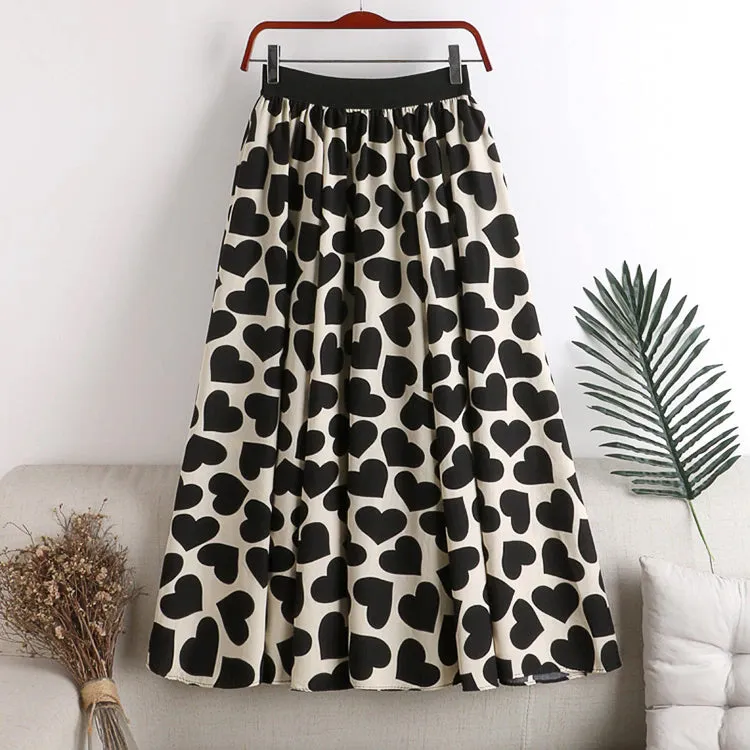 High Waist Heart Shaped Elastic Skirt