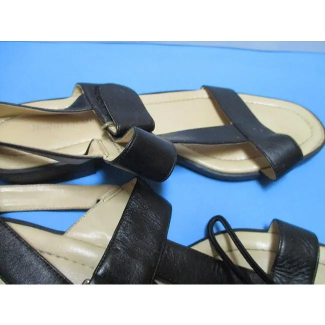Jennifer Moore Black Sevilla Flats Velcro Sandals Size Us