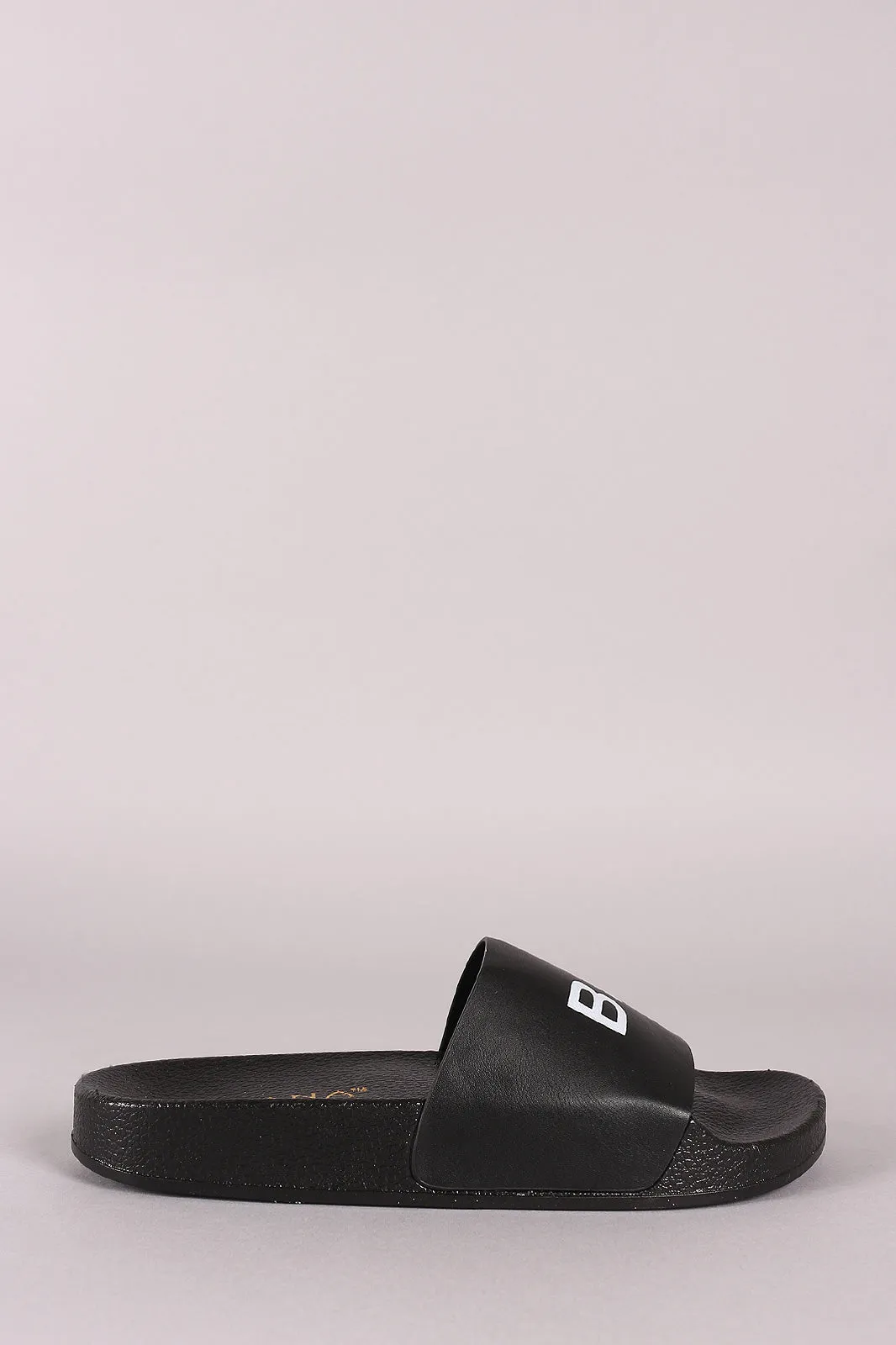Liliana Fxxk Off Slogan Open Toe Slide Sandal