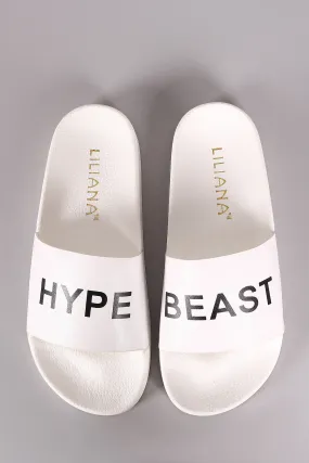 Liliana Fxxk Off Slogan Open Toe Slide Sandal