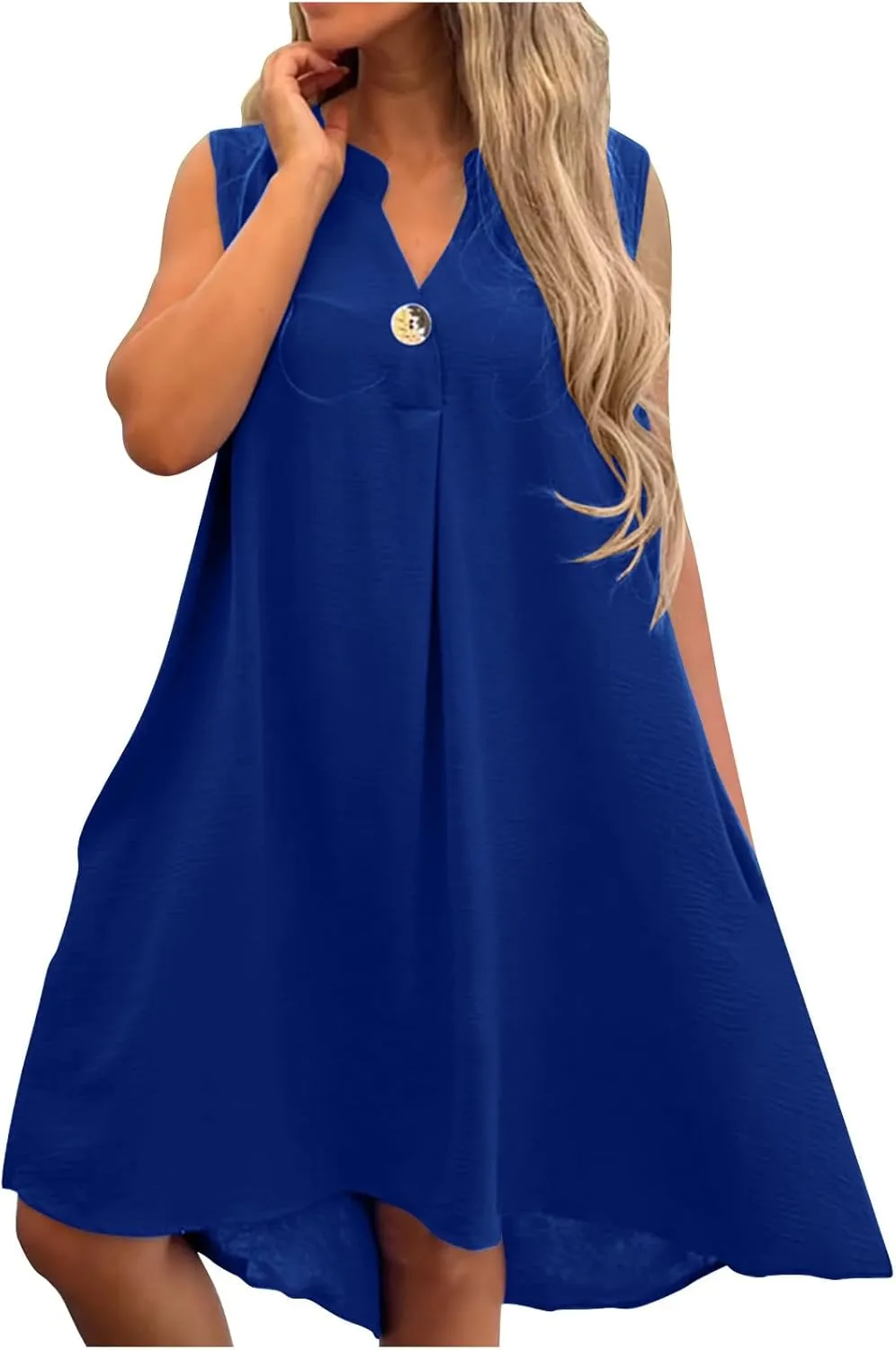 Linen Dress Women Summer Loose Fit Vintage Babydoll Dress Loose Button Down Cotton Linen Dress Hem Casual Dress