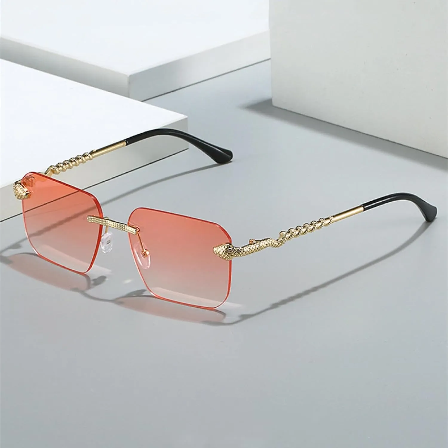Luxury Sunglasses for Women Popular Rimless Trend Color Eyeglass