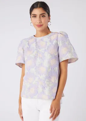 Marty Top Lilac Floral Jacquard